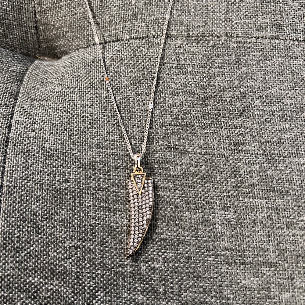 Stella & Dot Silver and Gold Leaf Necklace